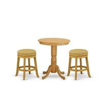 East West Furniture Eden 3-piece Dining Set w/ Fabric Upholstered Chairs in Oak