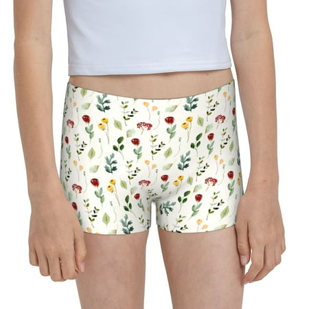 Rocae Mini Wildflower Watercolor for Girls  Cotton Boxer Briefs  Soft Mid-rise Panties-XX-Small