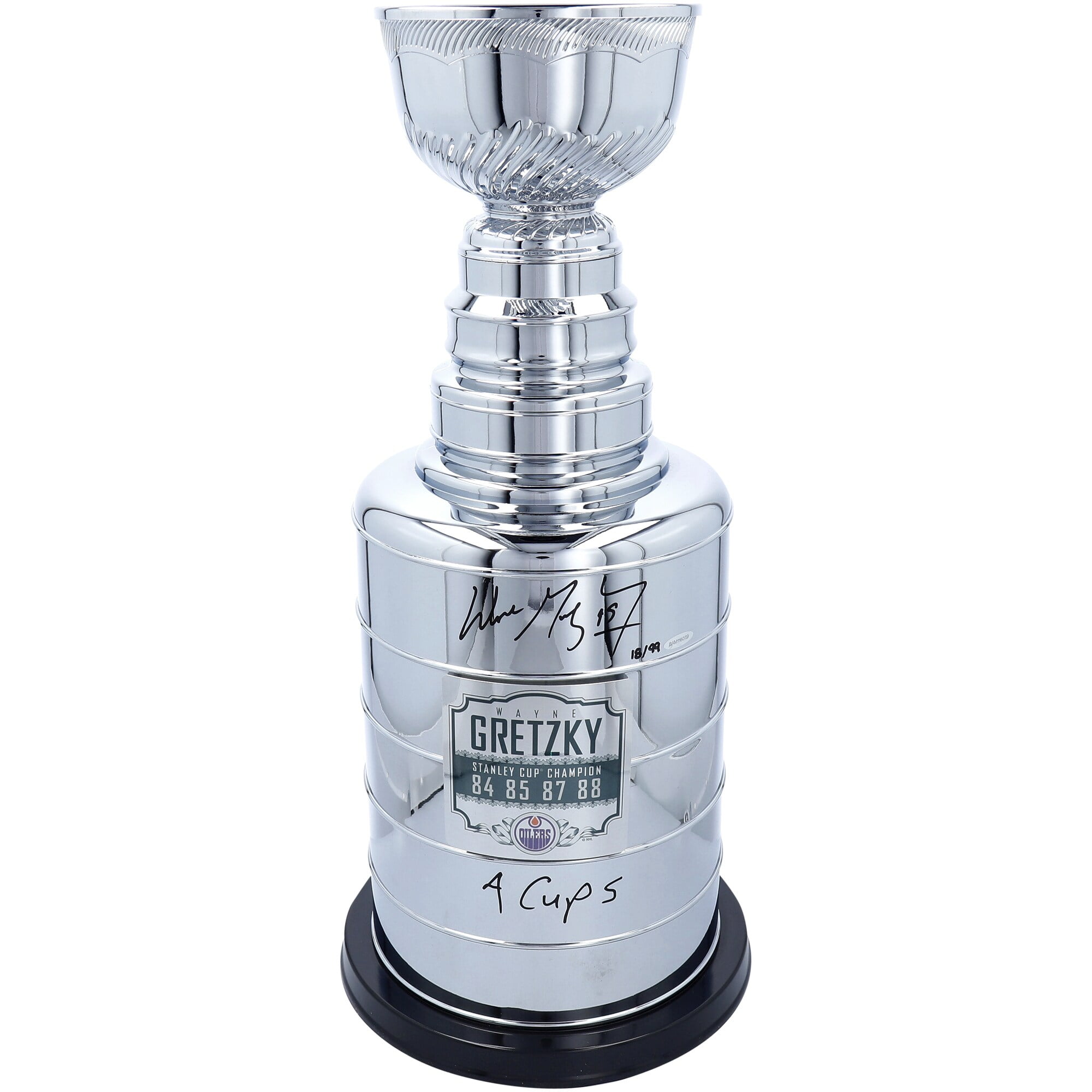 Wayne Gretzky Edmonton Oilers Autographed Replica Stanley Cup with Four