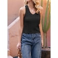 thumbnail image 6 of Womens Pointelle Knit Top V Neck Strappy Tank Tops Summer Sleeveless Blouses Shirts Tops, 6 of 9