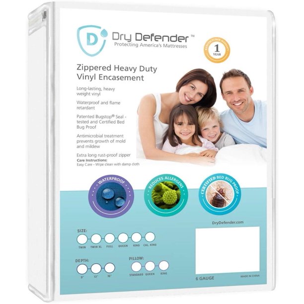 Dry Defender Heavy Duty Vinyl Zippered Waterproof Bed Bug Proof