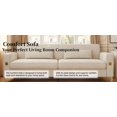thumbnail image 5 of Modern Beige Plush Fabric 3-Seater Sofa 85.83" with Metal Legs & Removable Pillows for Living Room, 5 of 16