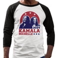thumbnail image 2 of Kamala Michelle 2024 Three-Quarter Raglan Sleeve Baseball Shirt Unisex Large White/Black, 2 of 5