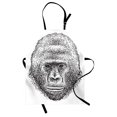 thumbnail image 1 of Gorilla Apron, Pattern of a Close up Wild Animal Portrait in Monochrome Style Fine Art, Unisex Kitchen Bib with Adjustable Neck for Cooking Gardening, Adult Size, Charcoal Grey White, by Ambesonne, 1 of 4