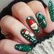 thumbnail image 1 of Puntas de uñas navideñas terminadas, uñas postizas navideñas, parches para uñas, parche para uñas, 1 of 6