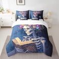 thumbnail image 2 of Homewish Spooky Halloween Skull 7-Piece Bedding Comforter Set,Gothic Bohemain Skeleton King Bedding Sets,Watercolor Flower Floral Bed Sheets For Adults,Ultra Soft Home Decor Reversible, 2 of 8