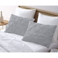 thumbnail image 2 of 2 Piece Pom-Pom Pinch Pleated Solid Silver Pillow Shams, (Queen 20X30 Pillow Cover), 100% Egyptian Cotton, 800 Thread Count, Queen Size, 2 of 4