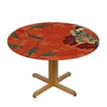 thumbnail image 3 of HAOXIT Yellow for Round Tables, with Oil Painting s Pattern s,Decorative Table Cover Cloth for Kitchen Dining Room 46-50, 3 of 8