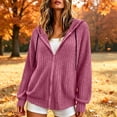 thumbnail image 2 of DeHolifer Womens Hoodies Zip Up Jackets Lightweight Tunic Sweatshirt Open Front Cardigan Hot Pink S, 2 of 7