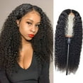thumbnail image 2 of 4x4 Kinky Curly Lace Front Wigs Human Hair Wigs HD Transparent Lace Front Wig Pre Plucked with Baby Hair for Black Women 16inch Natural Color, 2 of 8