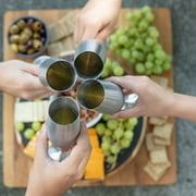 Unbreakable 8 Oz Stainless Steel Champagne Flutes (4 Pk)- Large Stemmed Matte Silver Champagne Glasses - Reusable Indoor Outdoor Drinkware- Keeps Drink Cool for Longer- Graduation Gift