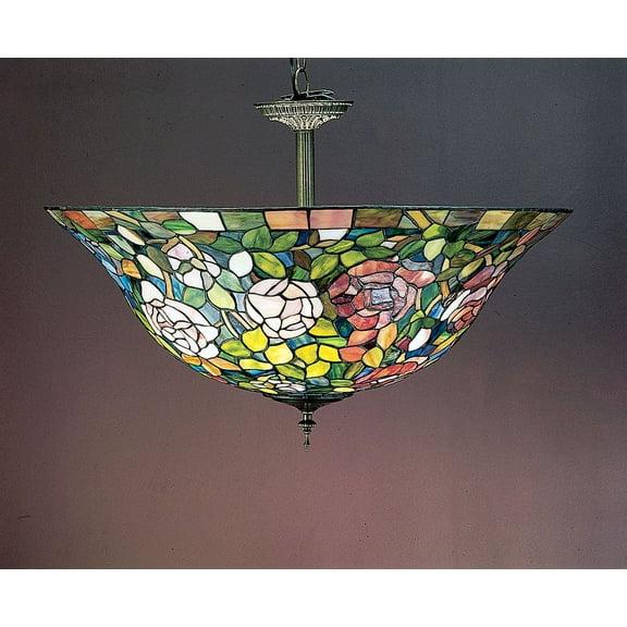 Meyda Tiffany 3 Light Tiffany Rosebush Semi Flush Mount