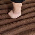 thumbnail image 5 of 22.05"Wide Upholstered Round Pouf Ottoman Foot Rest with Black Metal Legs,Faux Fur Footstool for Living Room Bedroom Entryway. Brown, 5 of 6