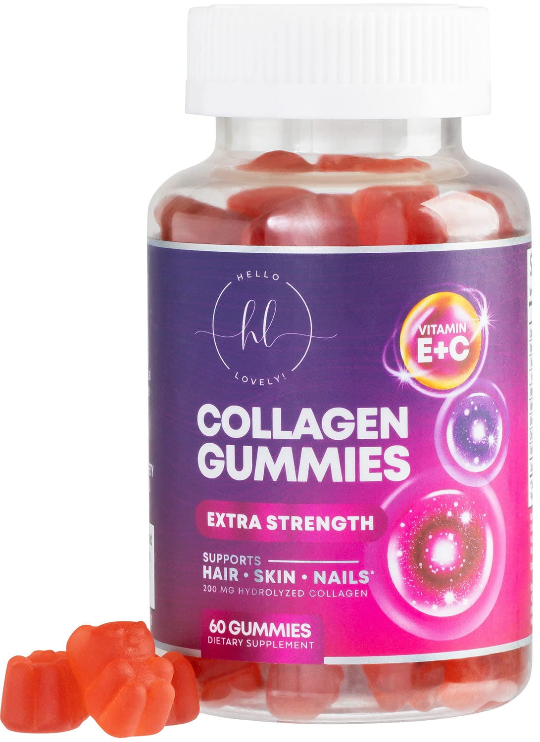 Collagen Gummies Collagen Peptides Gummies with Biotin Supplement Healthy Hair, Skin & Nails