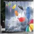 thumbnail image 4 of Ambesonne Colorful Shower Curtain, Flying Umbrellas Clouds, 69"Wx84"L, Multicolor, 4 of 5