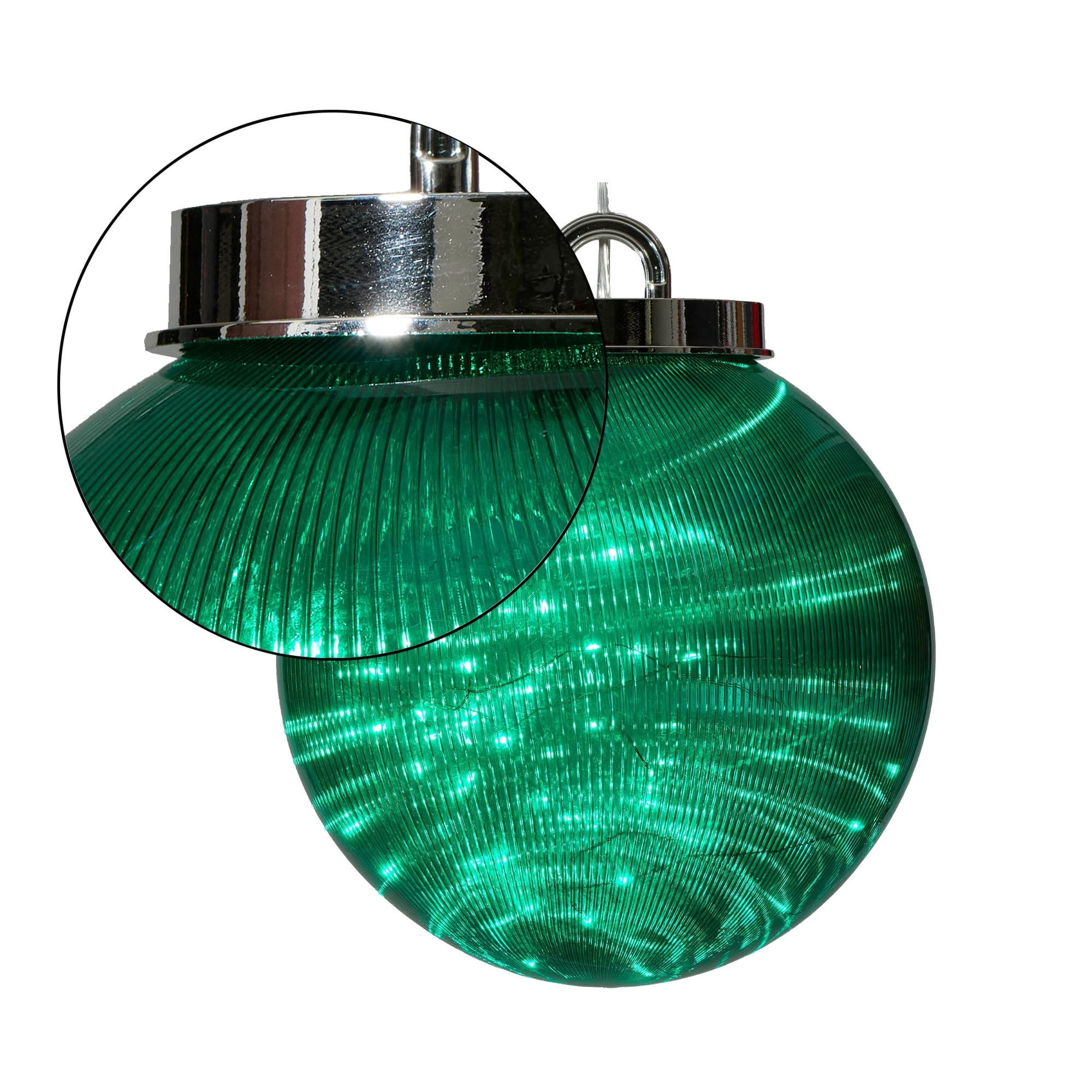 Indoor/Outdoor LED 8-Function Shatterproof Christmas Ornament Decoration with 100 LED Lights, Green, 11.8", by Holiday Time