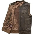 thumbnail image 4 of First Mfg Co - Sharp Shooter - Men's Motorcycle Biker Riding Leather Vest - Black Brown - Small, 4 of 5
