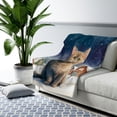 thumbnail image 3 of Hello Winter British Shorthair Welcome Snowy Night Watercolor Vintage Cozy Sherpa Blanket Cat Lover Kitten Owner Gifts Warm Soft Throw Blanket - 01011, 3 of 5