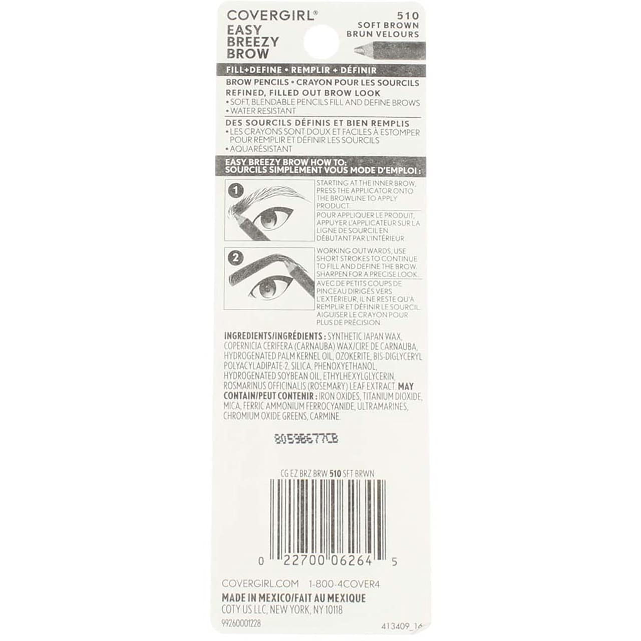 CoverGirl Brow & Eye Makers Brow Shaper & Eyeliner, Soft Brown 510, .06 oz (Pack of 4)