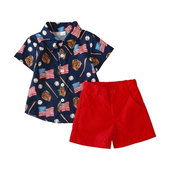 Boy Baby Clothes Toddler Boys Summer Outfits Kids Cotton Loose Printed Short Sleeve Running Suit 3 6 12 18 24 Months 3T Children's Pants Set 2PCS