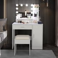 thumbnail image 2 of IVV White Vanity Table with DIY Lighted Mirror, Makeup Vanity Table Set with Drawer and Storage Cabinet, Dressing Table with Vanity Cushioned Stool for Bedroom, Makeup Room, 2 of 10