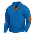 thumbnail image 2 of Fashionable Round Neck Sweatshirts for Men Blue Waffle Warm Jumper Casual Solid Color Long Sleeve Plus Size L Up to 65% off!, 2 of 7