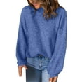 thumbnail image 1 of Duoif Chandails pour Femmes Tendance Haut pour Femmes Col Roulé Couleur Unie Chandail Ample à Enfiler Chandails pour Femmes Hauts pour Femmes Bleu TTG, 1 of 5
