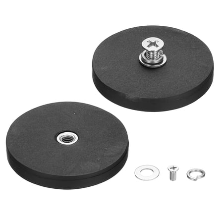 2 Pcs 1.7" Dia Rubber Coated Magnets, 19LBS Magnet Base with M5 Female Threaded Studs and Nut