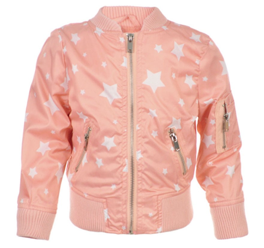 Urban Republic Little Girls Pink Star Print Weather-Resistant Flight Jacket 4-6X Urban Republic Little Girls Pink Star Print Weather-Resistant Flight Jacket 4-6X