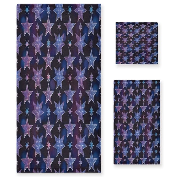 Three-Piece Towel Set Face Towel Towel Set Hand Towel Bath Towel Cotton Bath Towels Bath Towel Sets Hand Bath Towels Purple Star