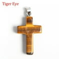 thumbnail image 4 of MATROOY Natural Quartz Crystal Cross Pendant Crucifix Shape Stone Jewelry making-Tiger's Eye-5PCS, 4 of 4