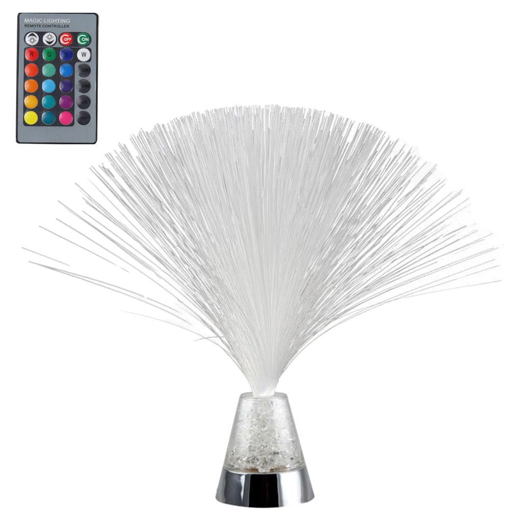 Fiber Optic Changing Crystal Base with Remote USB/Battery Powered Fiber Optic Centerpiece