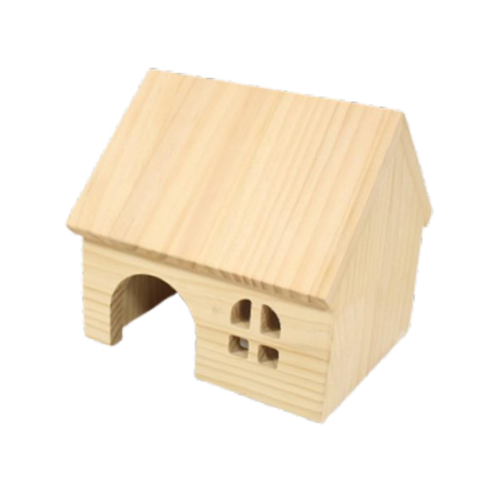 Serenable Hamster Wood House Wood Pets Habitat Hut Hideaway Hide Supplies Wooden Toy Pet House for Lemmings Gerbils Mice Syrian Hamsters s