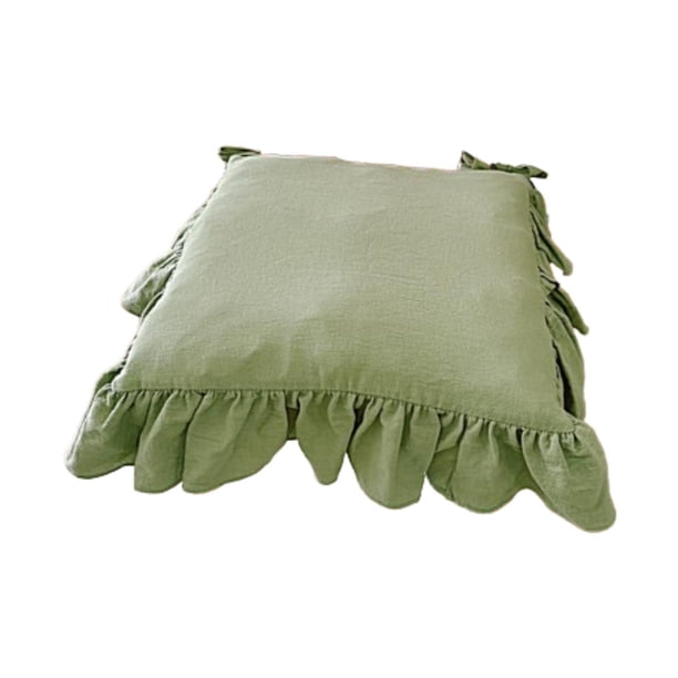 Cojín de silla con volantes y lazos, cómodo, suave y elegante, cuadrado, para interior Verde