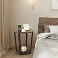 thumbnail image 3 of Patiojoy Set of 2 2-Tier Industrial Round End Table Metal Sofa Side Table with Storage Shelf Brown, 3 of 9