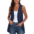 thumbnail image 2 of Womens Draped Cardigans Lightweight Sleeveless Open Front Duster Summer Casual Vest Jacket with Pockets (M, Navy), 2 of 7