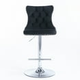 thumbnail image 2 of Swivel Velvet Bar stools, Set of 2, Modern Adjustable Counter Height Bar Stool with Nailheads Trim, Chrome Footrest, Button Tufted Upholstered Bar Stools for Home Pub and Kitchen Island, Black, 2 of 9