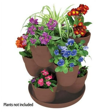 Bloomers Stackable Flower Tower Planter – Holds up to 9 Plants – Great Both Indoors and Outdoors – Brown