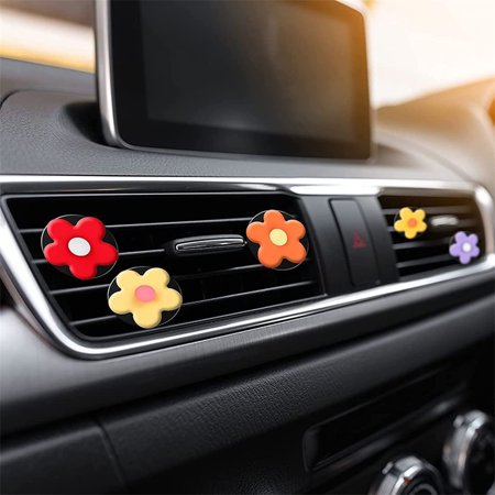4pcs Daisy Flower Car Air Freshener Outlet Colorful Vent Clips Perfume Decoration Clip Auto Fragrance Interior Accessories