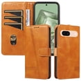 thumbnail image 7 of Flip Case Compatible with Google Pixel 8a || Skin Feel Leather Wallet Phone Case for Google Pixel 8a || TPU Inner with Viewing Stand & Card Holder || Wrist Strap Folio Cover - Yellow, 7 of 7