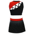 thumbnail image 2 of Raenseen Enfants Filles Strass Tenue de Cheerleading de Danse Hauts de Cheerleader avec Mini-Jupe Costume de Fête de Carnaval Rouge 12, 2 of 7