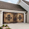 thumbnail image 4 of Barn Door Garage Door Cover Banner 6 x 13 FT, Farmhouse Wooden Grain Rustic Tribal Pattern Garage Door Curtains Backdrop with Grommets for Indoor Outdoor Wall Party Porch Yard Decorations Background, 4 of 9