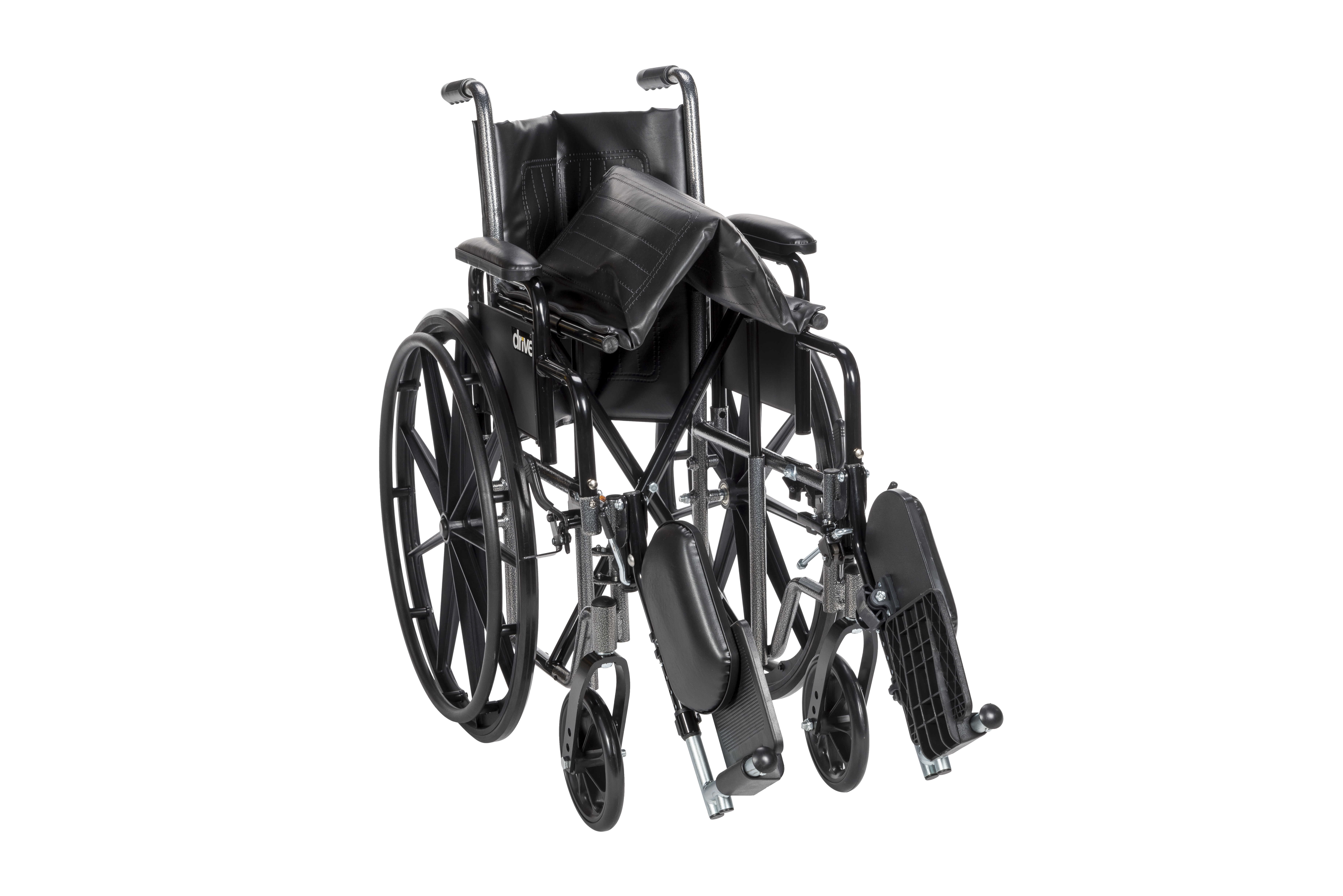 Drive Medical Silver Sport 2 Wheelchair, Detachable Desk Arms, Elevating Leg Rests, 18" Seat