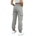 thumbnail image 4 of cocolona Cargo Pants Women Elastic Waist Drawstring Jogger Outdoor Casual Travel Hiking Pants with Multi Pockets, 4 of 7