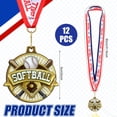 thumbnail image 2 of Medallas de softball Ecation, 12 unidades, 5 cm, doradas con cinta, 2 of 6