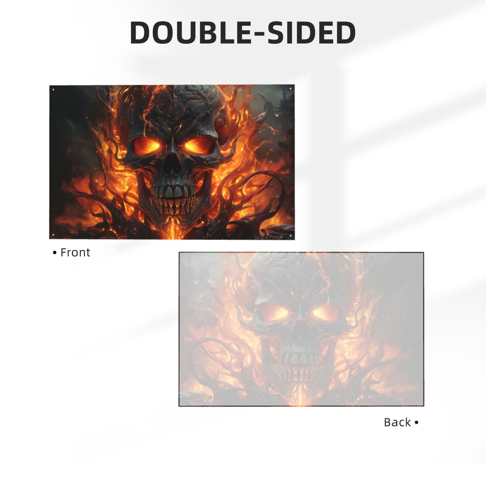 Fire Skull Gothic Cool Four Hole Decorated Banner Flag for Garden Yard Home Decoration Indoor Outdoor 4x6 Ft