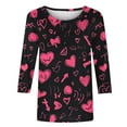 thumbnail image 5 of Xuyuer Valentine's Day Print Quarter Sleeve Jacket - Lady's Loose-Fit Casual Crew Neck 3/4 Length T-Shirt Style Top for Romantic Getaways, Cozy Date Nights & Love-Themed Layered Outfits, 5 of 7