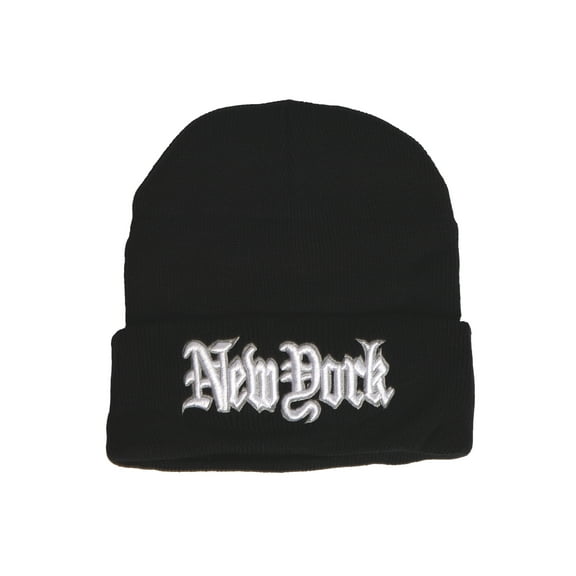 Top Headwear Men's New York NYC Old English Long Cuff Beanie, Black