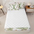 thumbnail image 4 of Castle Fairy Dragon Letter T Zipper Twin Comforter Sets with Fitted Sheet and 2 Pillowcases,Watercolor Animal Zipper Bedding Set,4-Piece,Reversible, 4 of 6