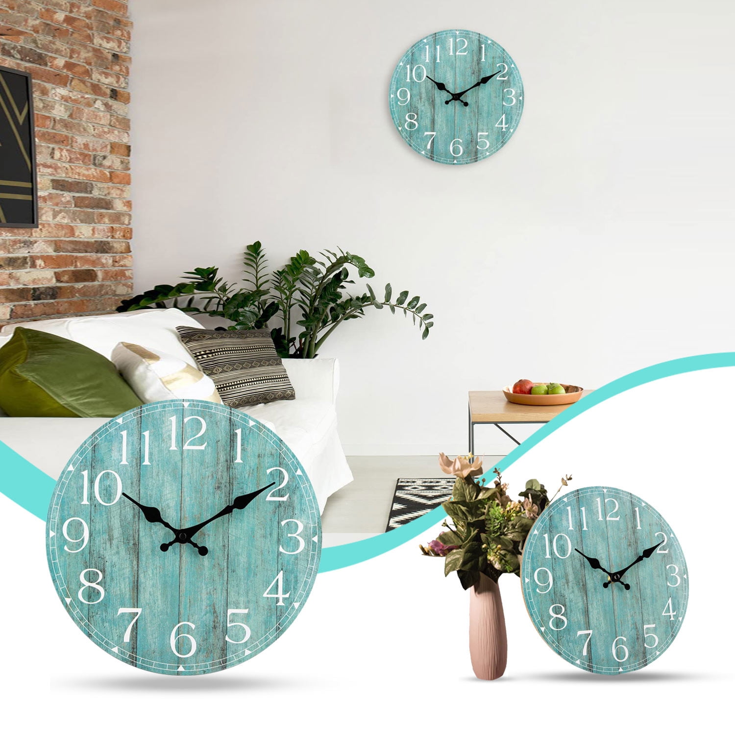 Silent Non Ticking Wall Clocks Battery Operated, Themed Clock For Bathroom Kitchen Home Office